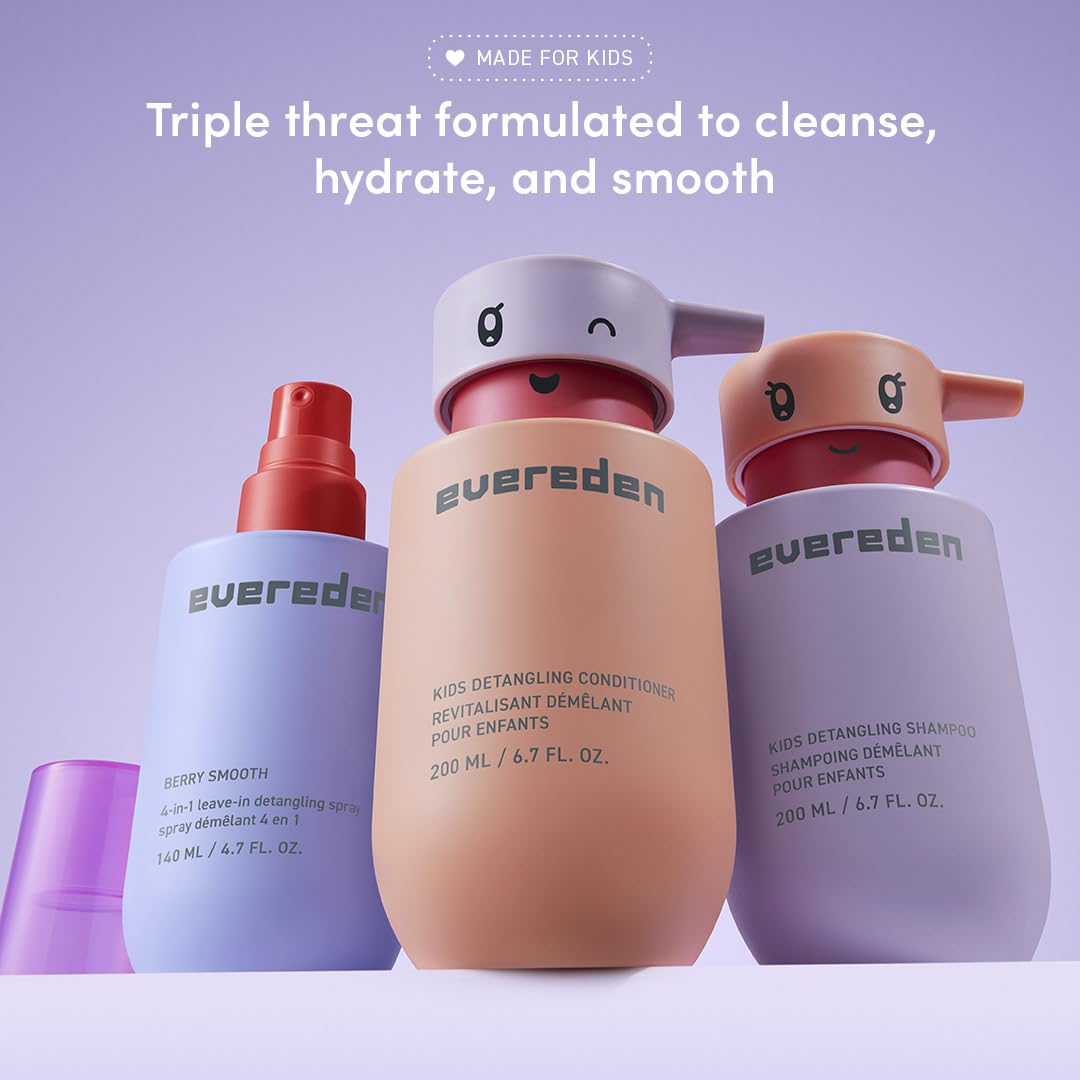Evereden child using detangler spray making brushing easier
