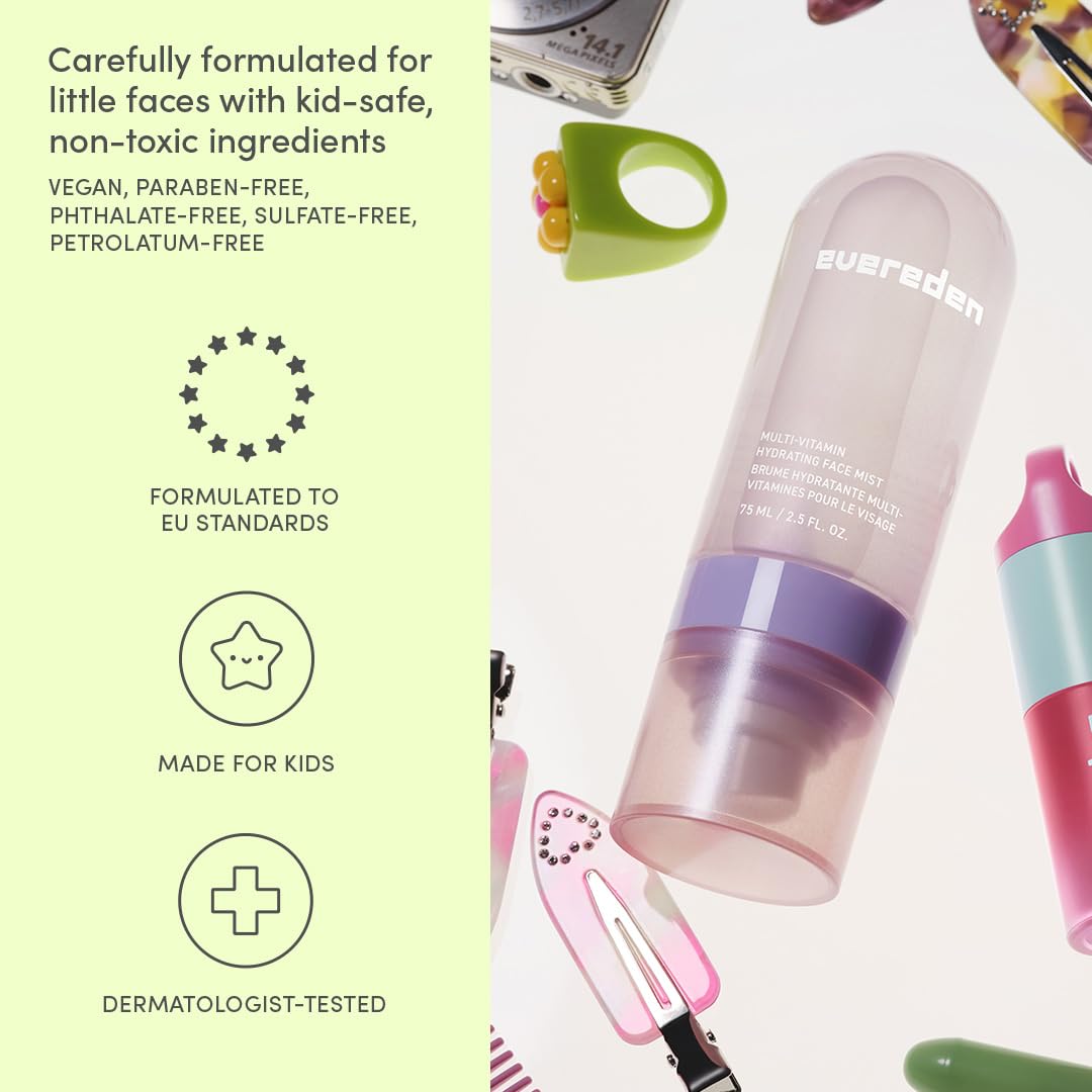 Evereden child using face mist at school offering on-the-go skin refresh