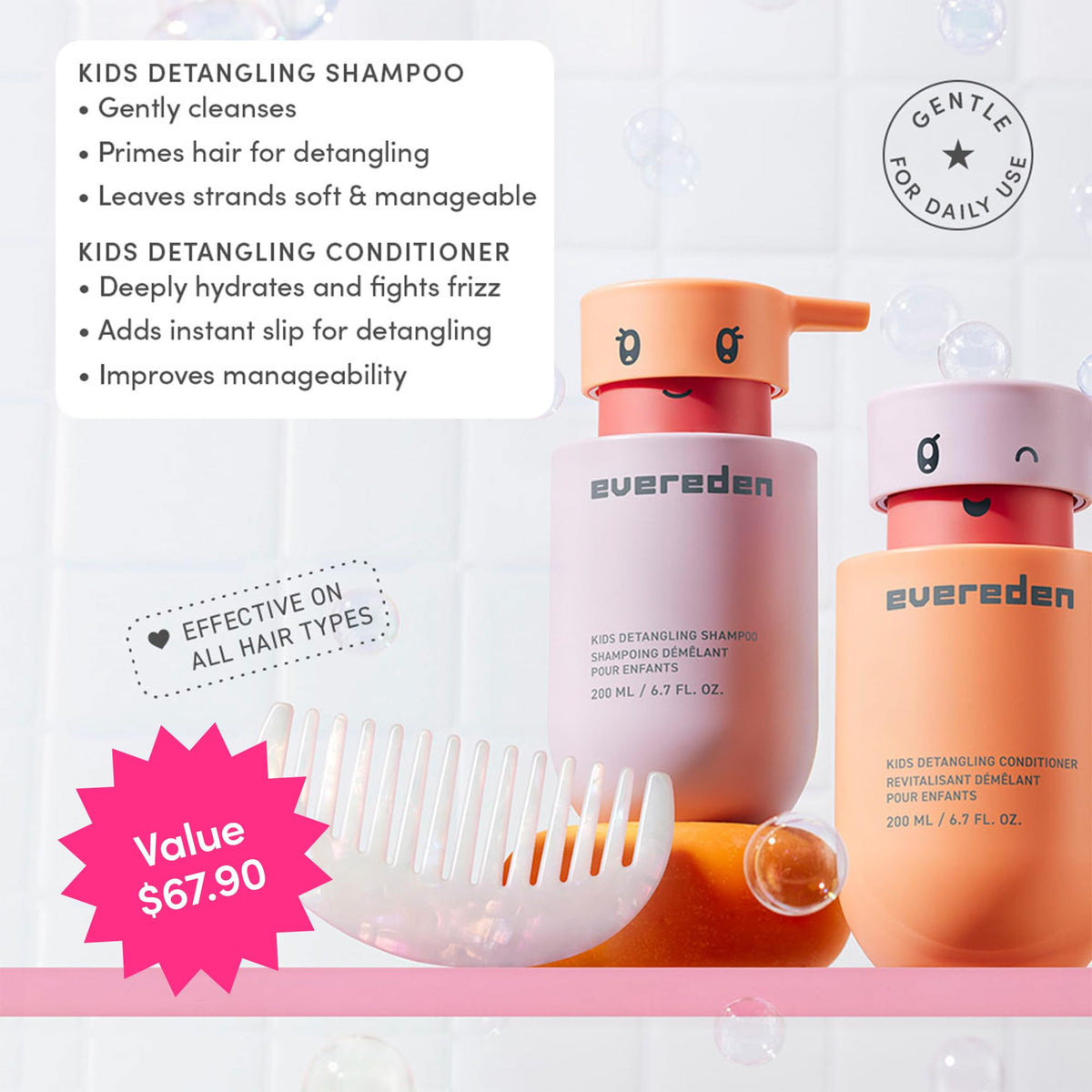 Evereden conditioner texture pouring to show creamy slip and detangling