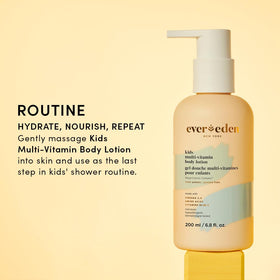 Evereden lotion droplet on child skin demonstrating quick absorption and lasting hydration
