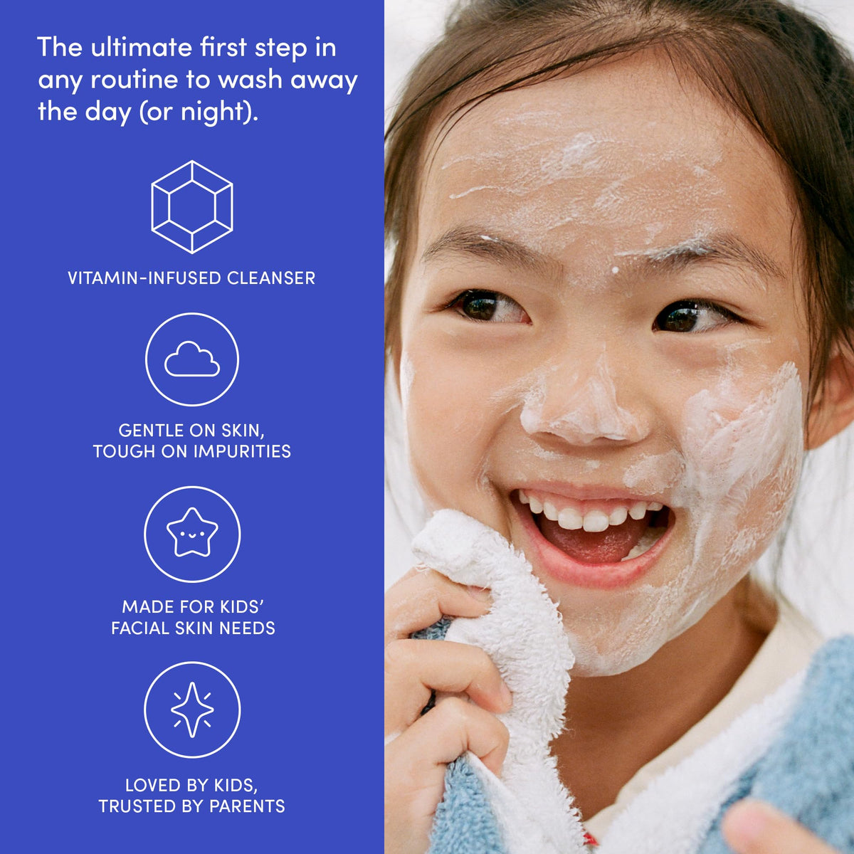 Evereden child using wash showing gentle cleansing in action