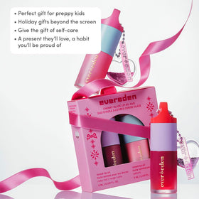 Evereden Ruby Red swiped on lips demonstrating natural tint and hydrated shine