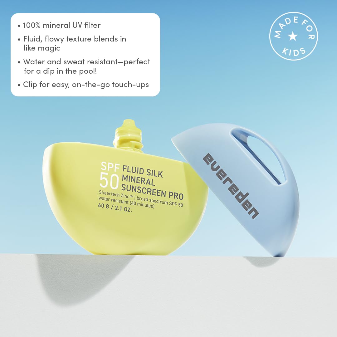 Evereden fluid sunscreen texture close-up showing sheer finish for quick absorption