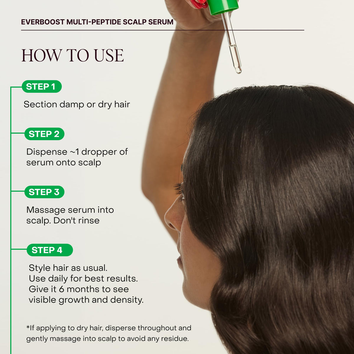 Everist EverBoost before and after comparison illustrating fuller-looking hair appearance