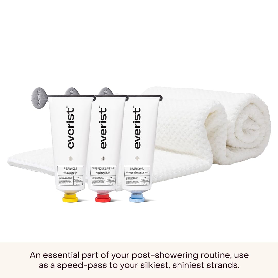 Everist towel wrapped on model with strap showing secure comfortable fit