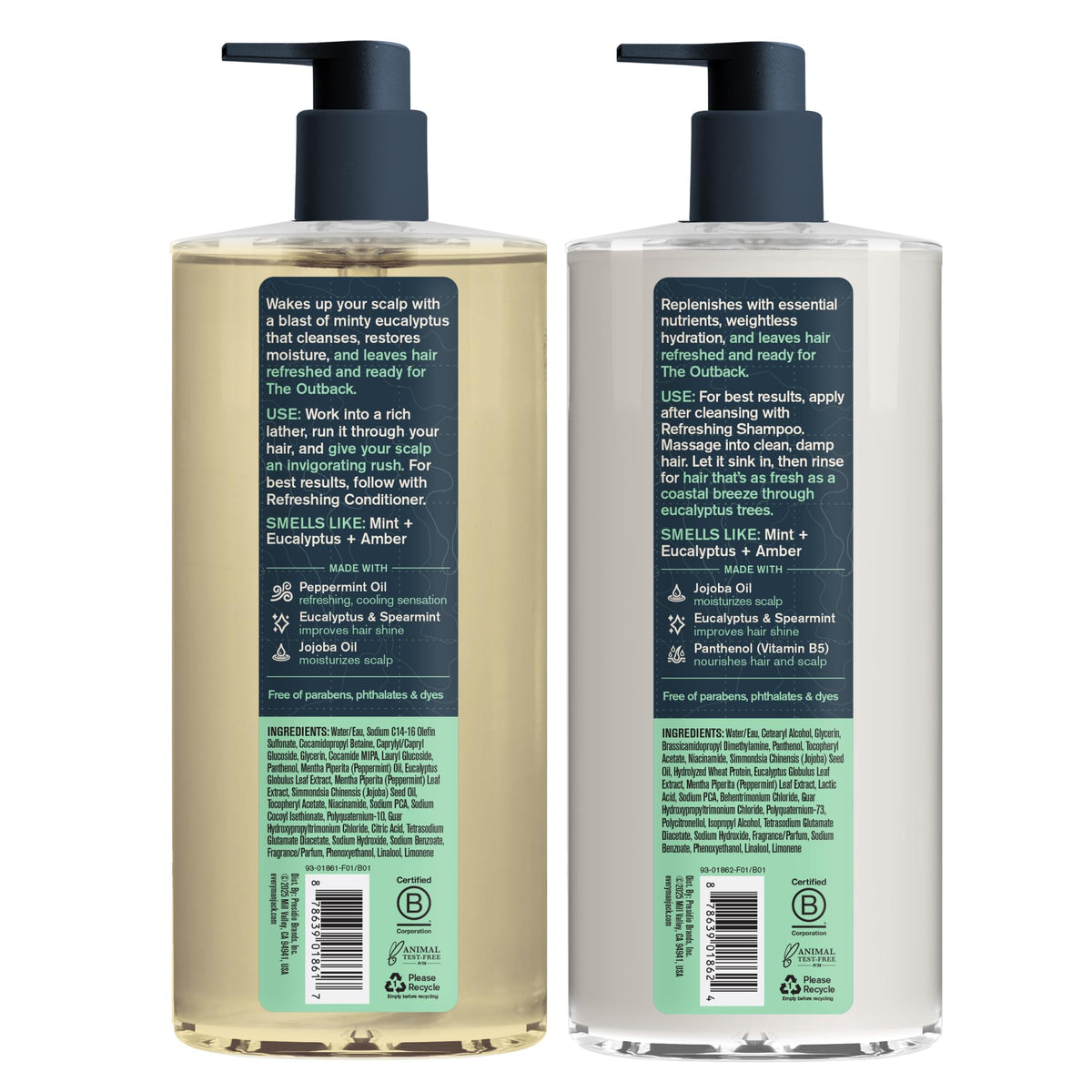 Eucalyptus leaves near Every Man Jack bottles evoking crisp scent and cooling sensation