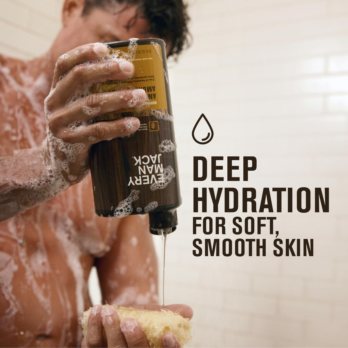 Every Man Jack back label displays ingredients, directions, and clear info