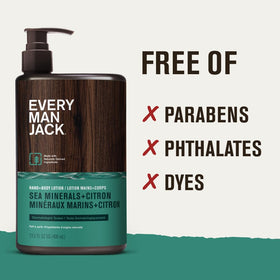 Every Man Jack bottle on bathroom shelf in lifestyle setting for daily use