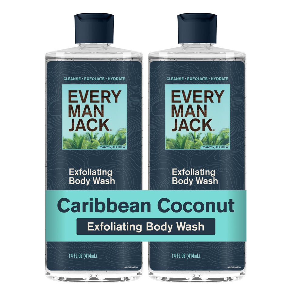 Every Man Jack front packaging showing two bottles and island scent benefit