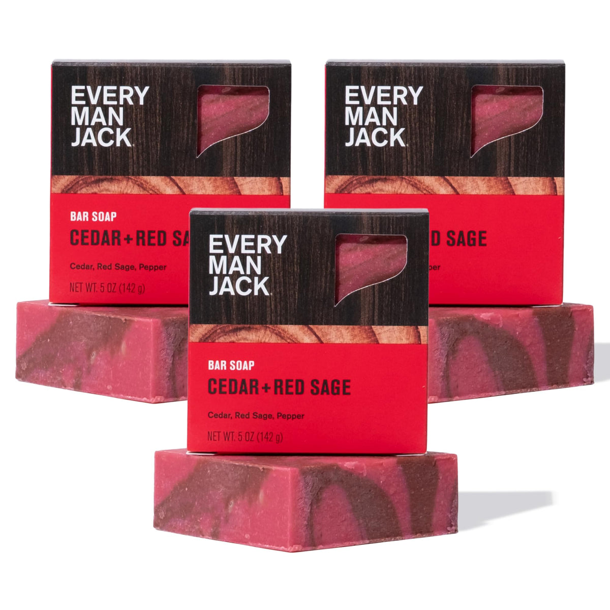 Every Man Jack front packaging showing cedar red sage scent and benefits