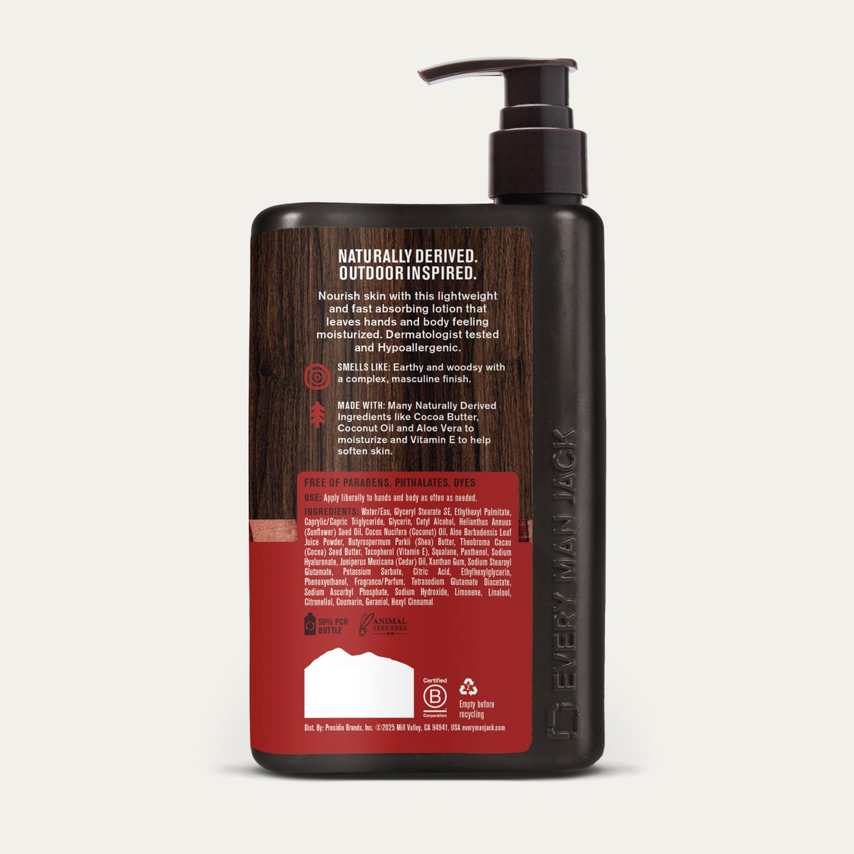 Every Man Jack natural ingredients arranged to show aloe, coconut, cocoa benefits