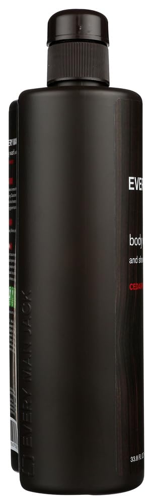 Every Man Jack cedarwood pump close-up highlighting easy dispensing and convenience