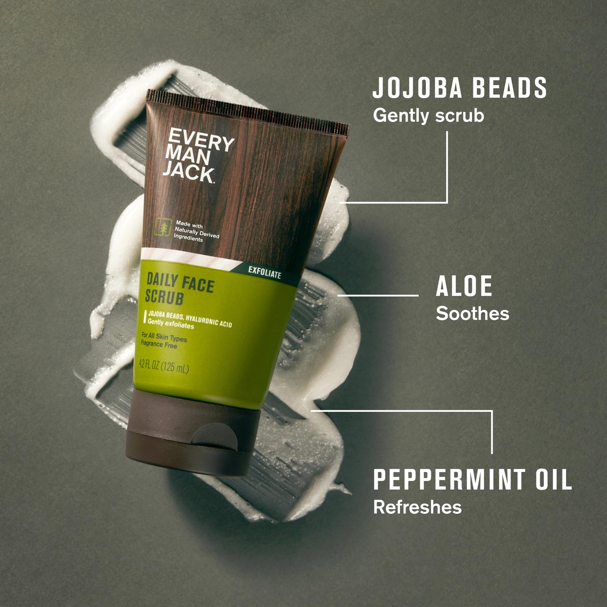 Every Man Jack cream texture close-up showing smooth exfoliant