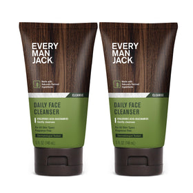 Every Man Jack front packaging showing two 5 fl oz bottles and clear labeling benefit