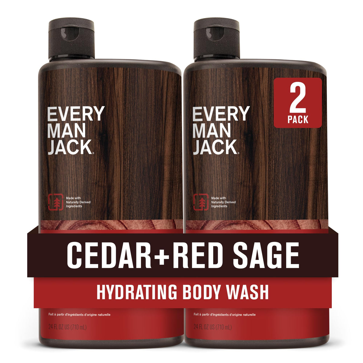 Every Man Jack front packaging showing 24oz bottle and scent benefits