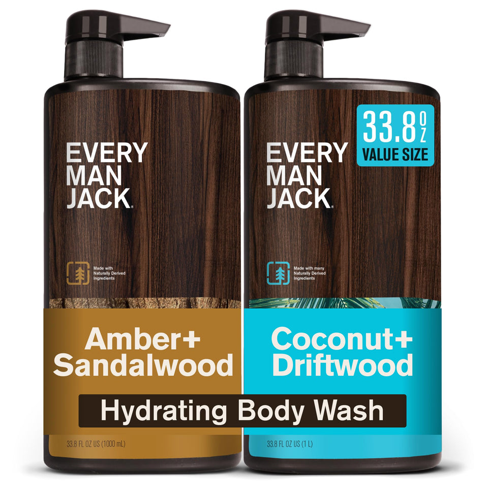 Every Man Jack front packaging showing both scent bottles and benefits