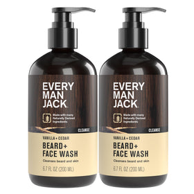 Every Man Jack front packaging showing two 6.7 fl oz bottles and clear branding