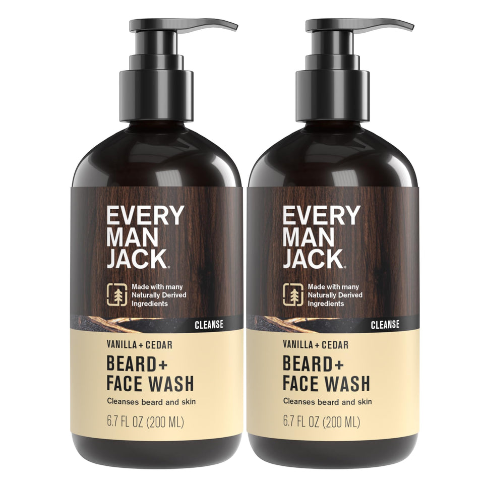 Every Man Jack front packaging showing two 6.7 fl oz bottles and clear branding