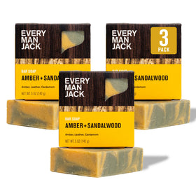 Every Man Jack front packaging showing three bars and scent name for clear identification and value