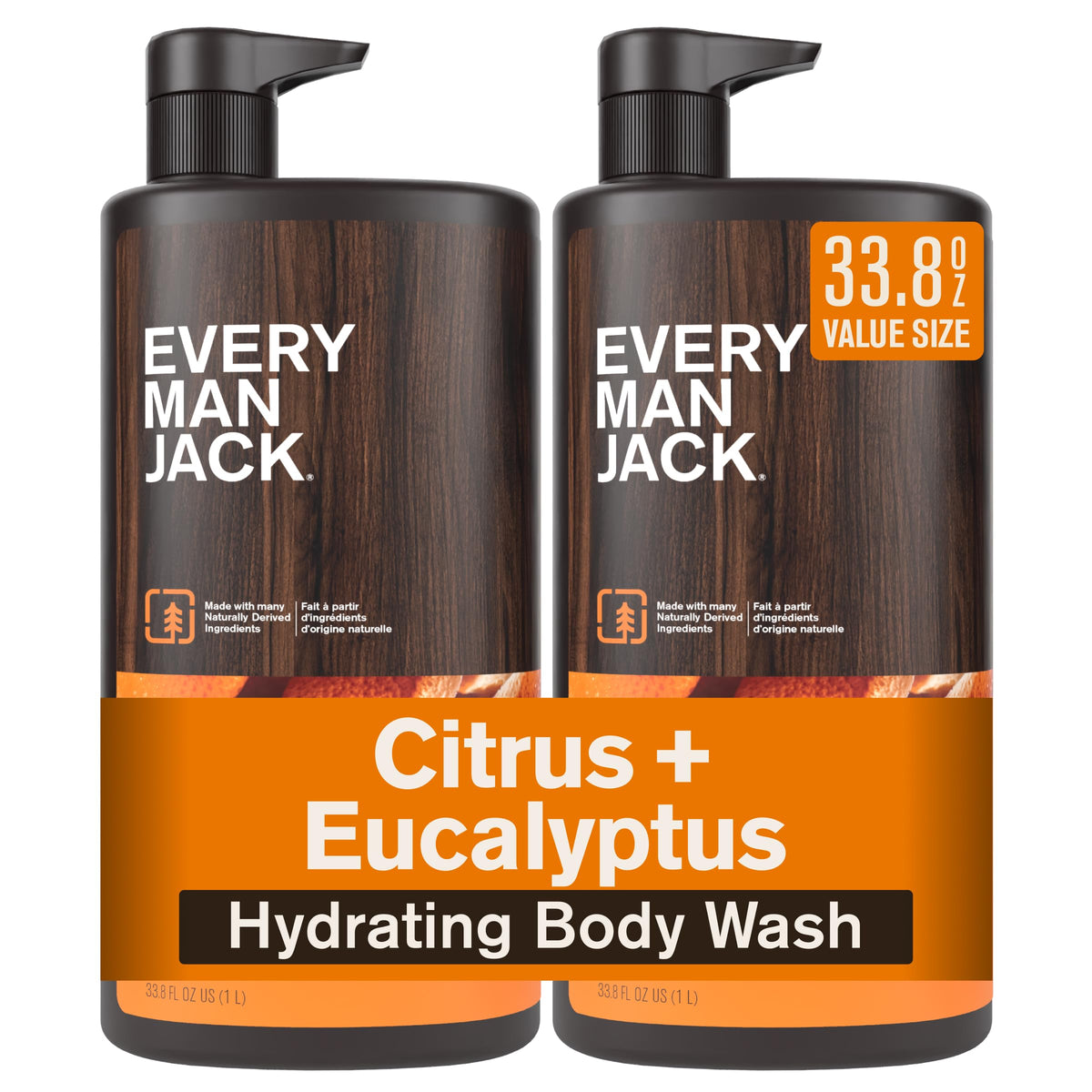 Every Man Jack front packaging showing clean citrus eucalyptus scent and benefit
