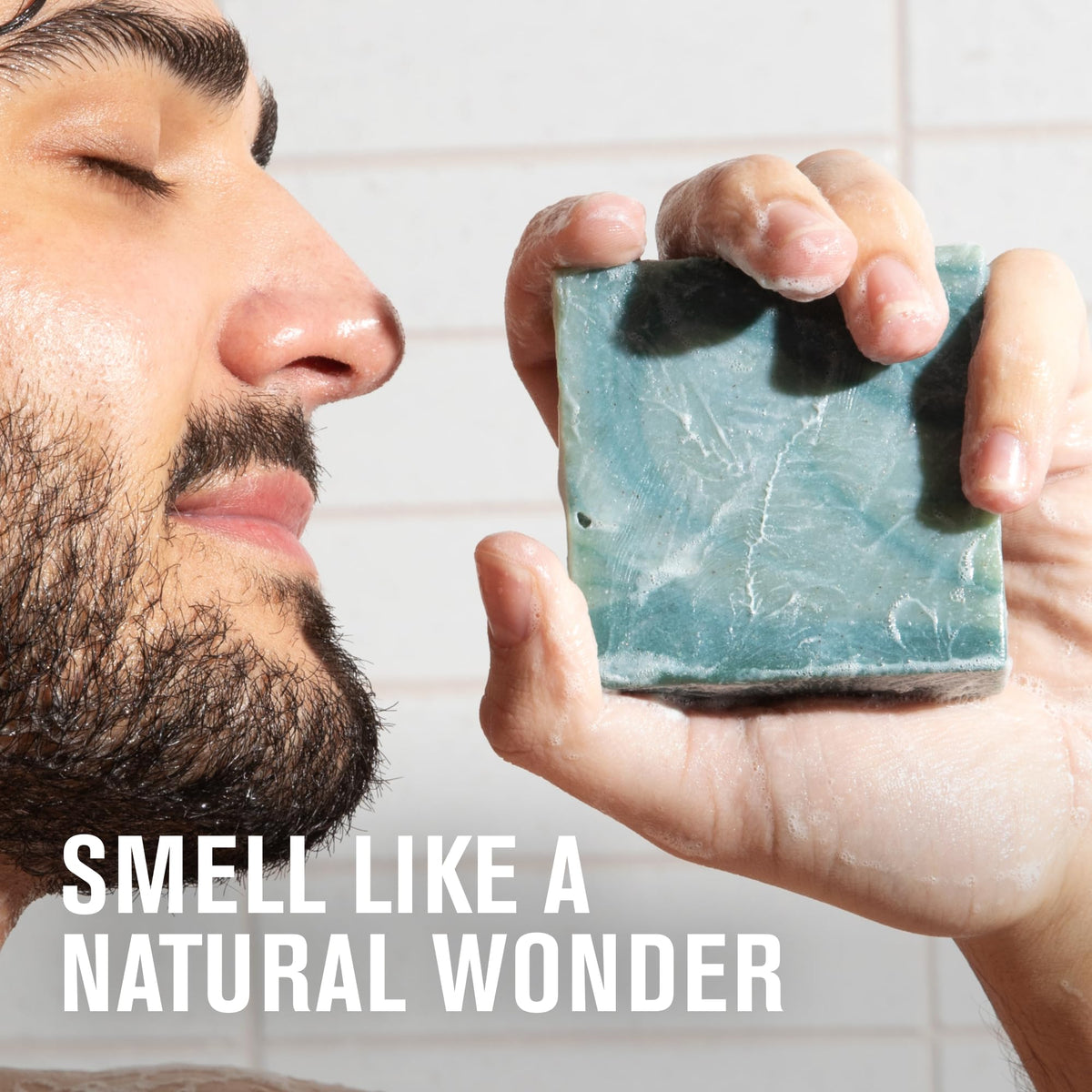 Every Man Jack close-up of bar texture highlighting creamy lather benefit