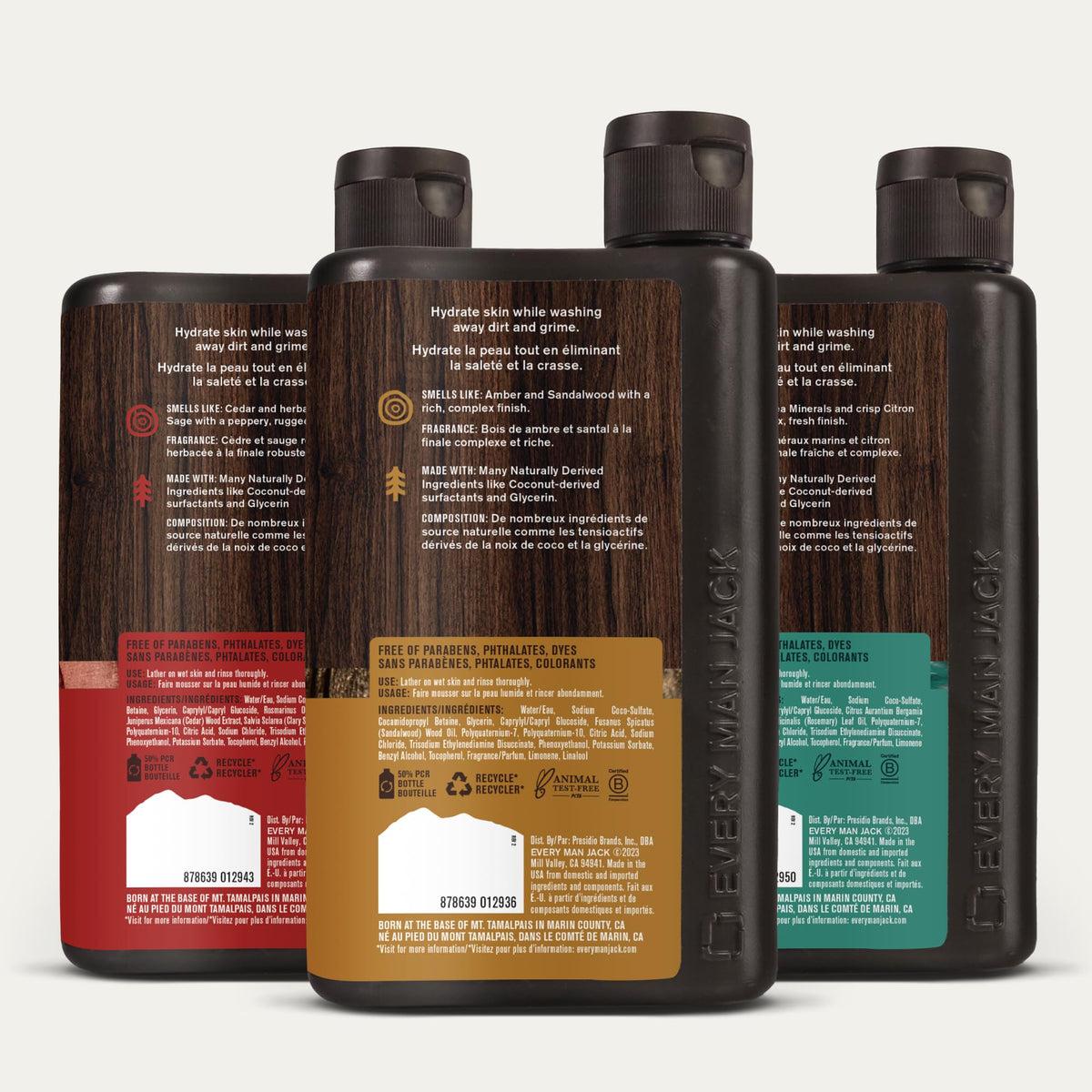 Every Man Jack label detail with B Corp and Made in USA badges for trust