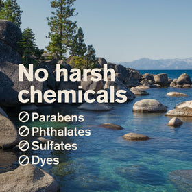 Every Man Jack bottles next to a hand for scale showing true 16 fl oz size clarity