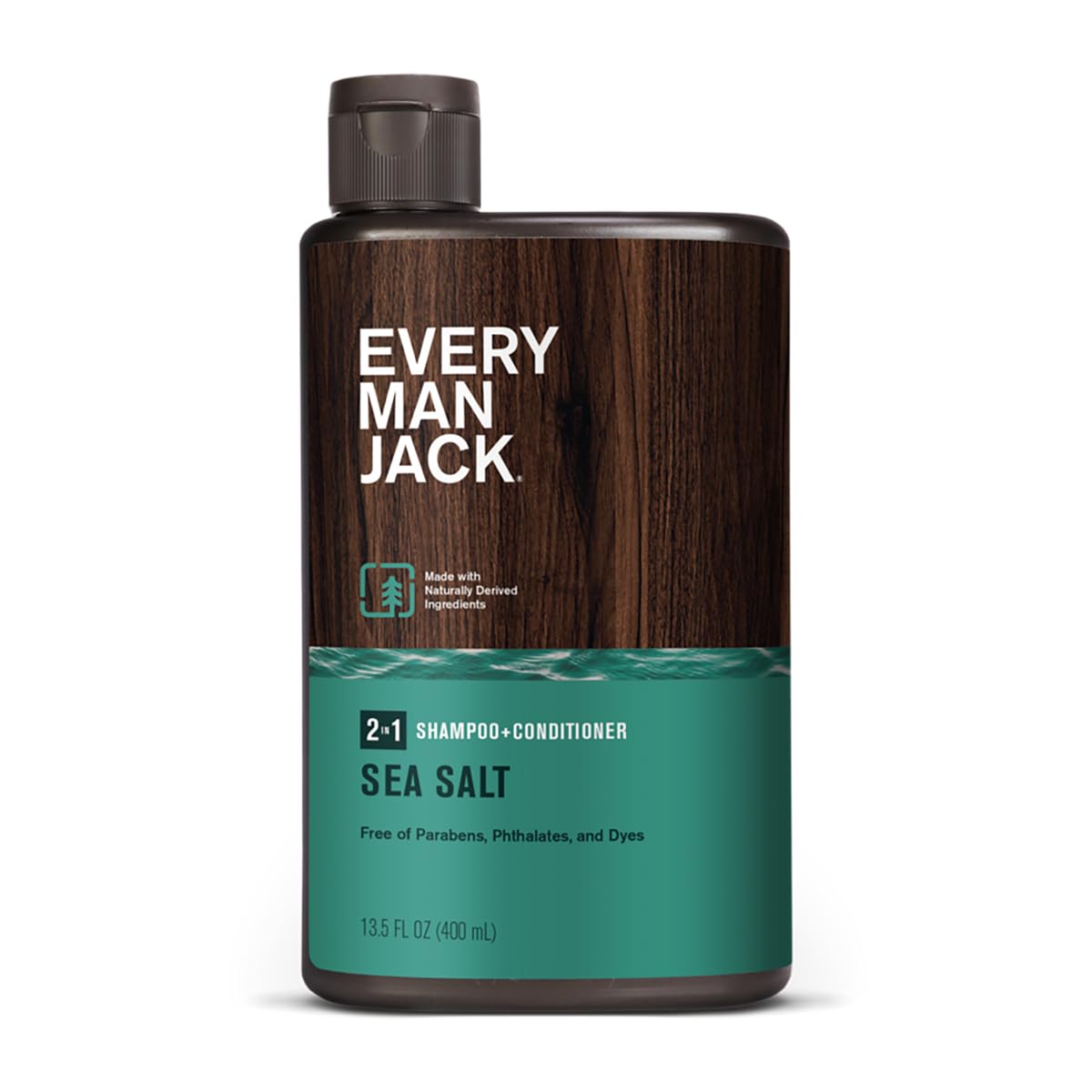Every Man Jack front bottle showing sea salt scent and refreshing cleanse benefit