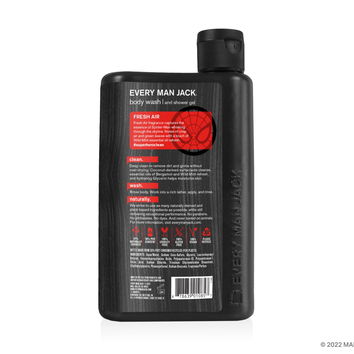 Every Man Jack bottle on bathroom shelf suggesting stylish grooming setup