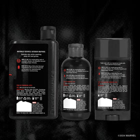 Every Man Jack Spider-Man set in shower lifestyle setting conveying energizing scent
