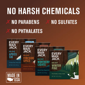 Every Man Jack soap texture and lather close-up demonstrating rich foam and gentle cleanse