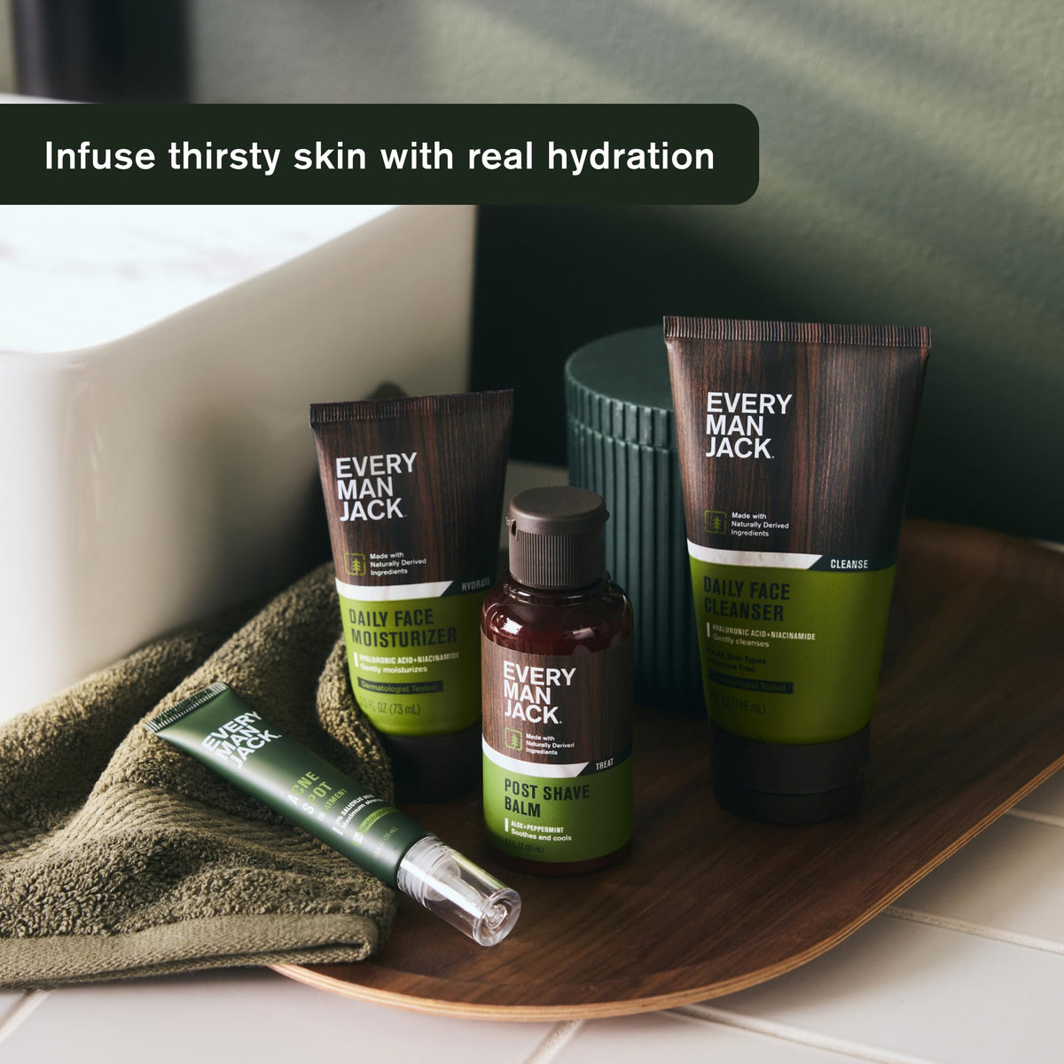 Every Man Jack lotion texture on hand showing lightweight hydration