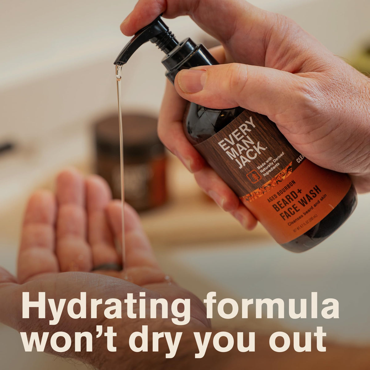 Every Man Jack Vanilla + Cedar label shot emphasizing balanced scent and softening