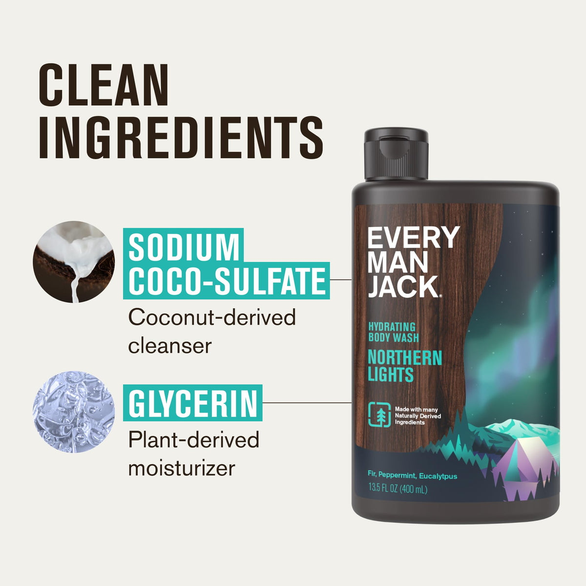 Every Man Jack Winter Pine lather on skin showing rich, hydrating texture