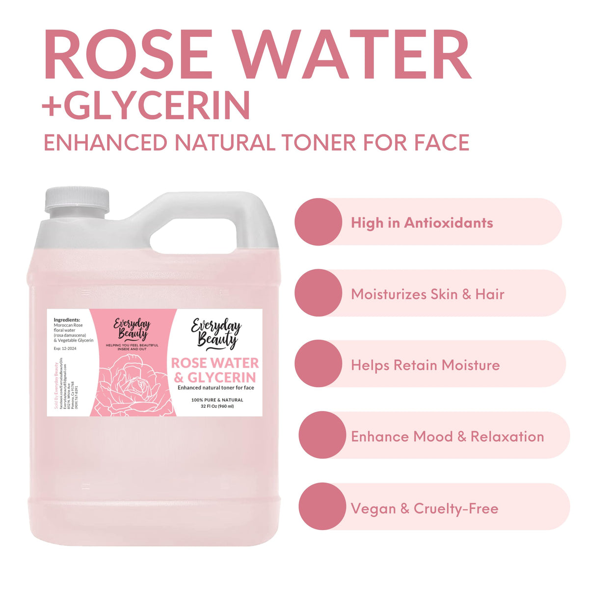 Everyday Beauty poured toner texture highlighting clear, non-greasy formula