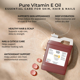 Everyday Beauty amber oil pouring from jug to show viscosity and easy dispensing benefit