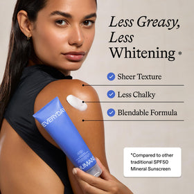 Everyday Humans applied on face demonstrating lightweight finish and non-greasy feel
