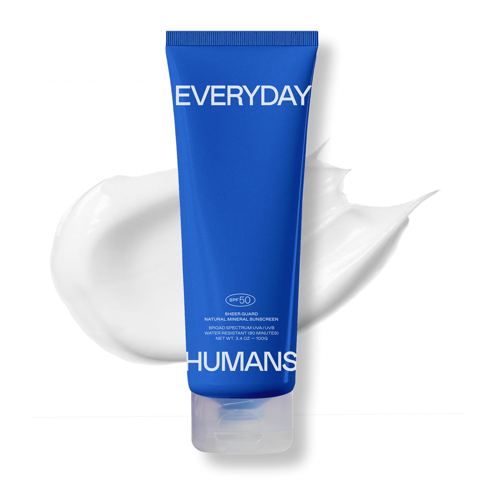 Everyday Humans front tube showing SPF 50 and travel-friendly size benefit