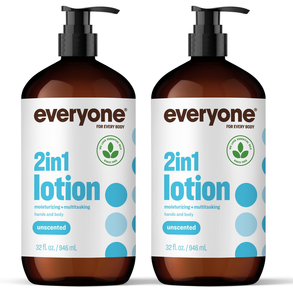 everyone for every body front packaging showing two 32 oz bottles and label benefits