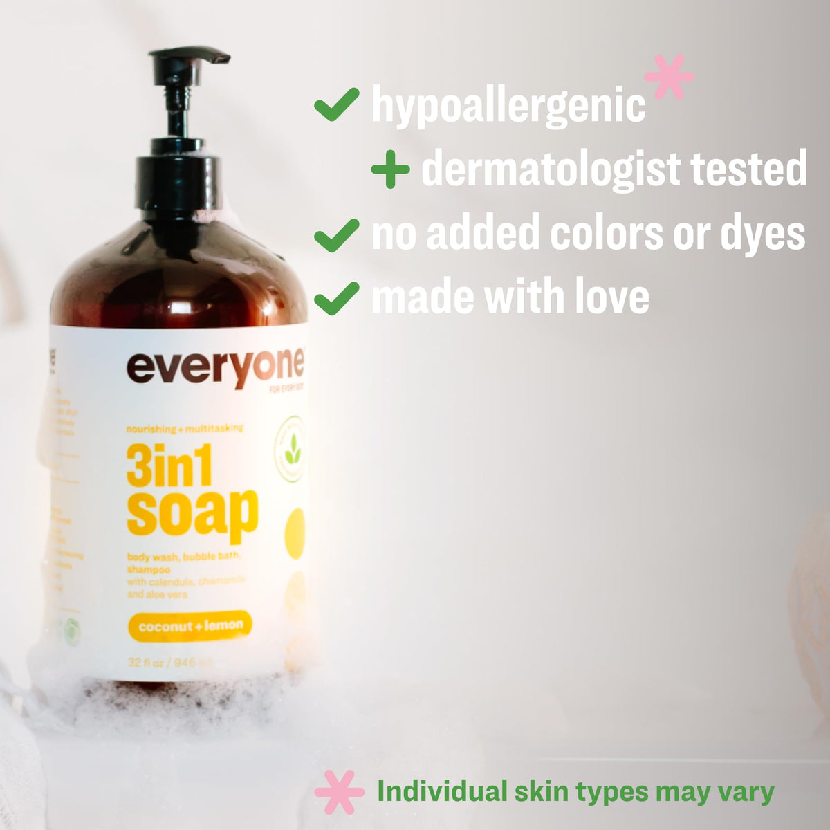 everyone for every body label close-up highlighting ingredient claims and eco-friendly certifications benefits clarity