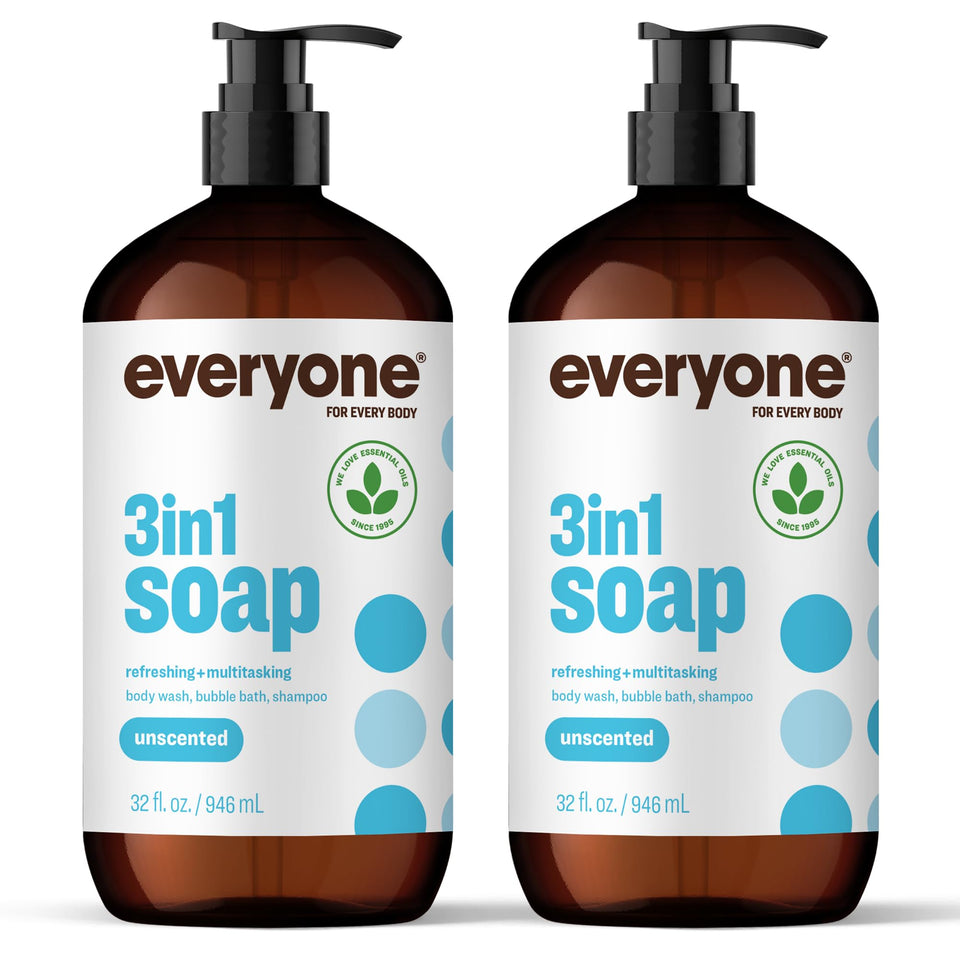 everyone 3-in-1 front packaging showing full 32 oz bottle and recyclable label benefit