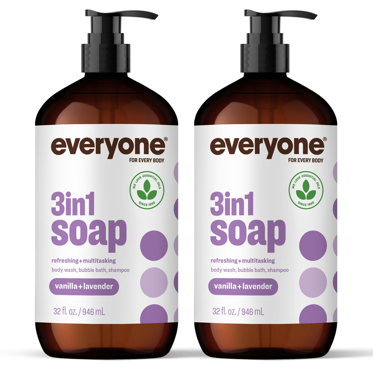 everyone front packaging showing two 32 oz bottles with calming scent benefits