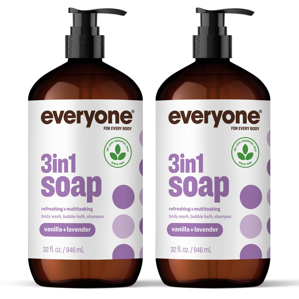 everyone front packaging showing two 32 oz bottles with calming scent benefits