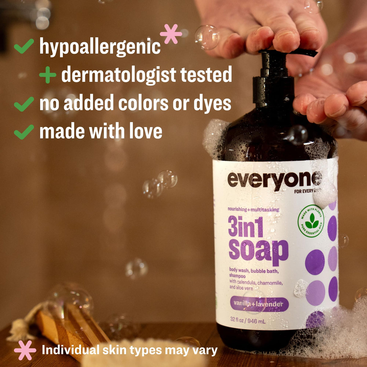 everyone pump and label detail highlighting ingredient transparency and ease