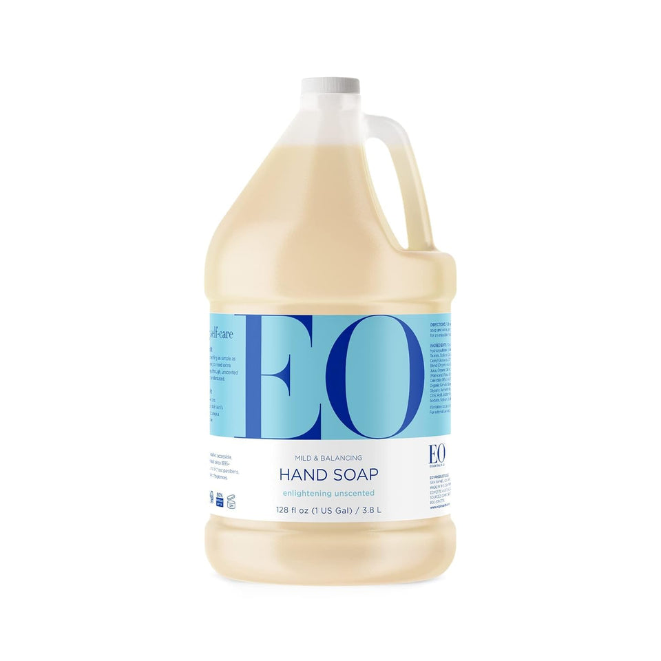 Everyone EO gallon front label showing unscented refill and benefits