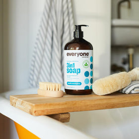 everyone for every body soap on bathroom shelf suggesting refreshing shower experience