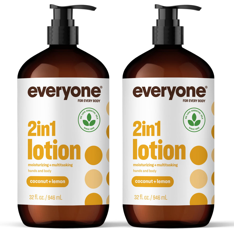everyone front packaging showing two 32 oz bottles and tropical scent benefits