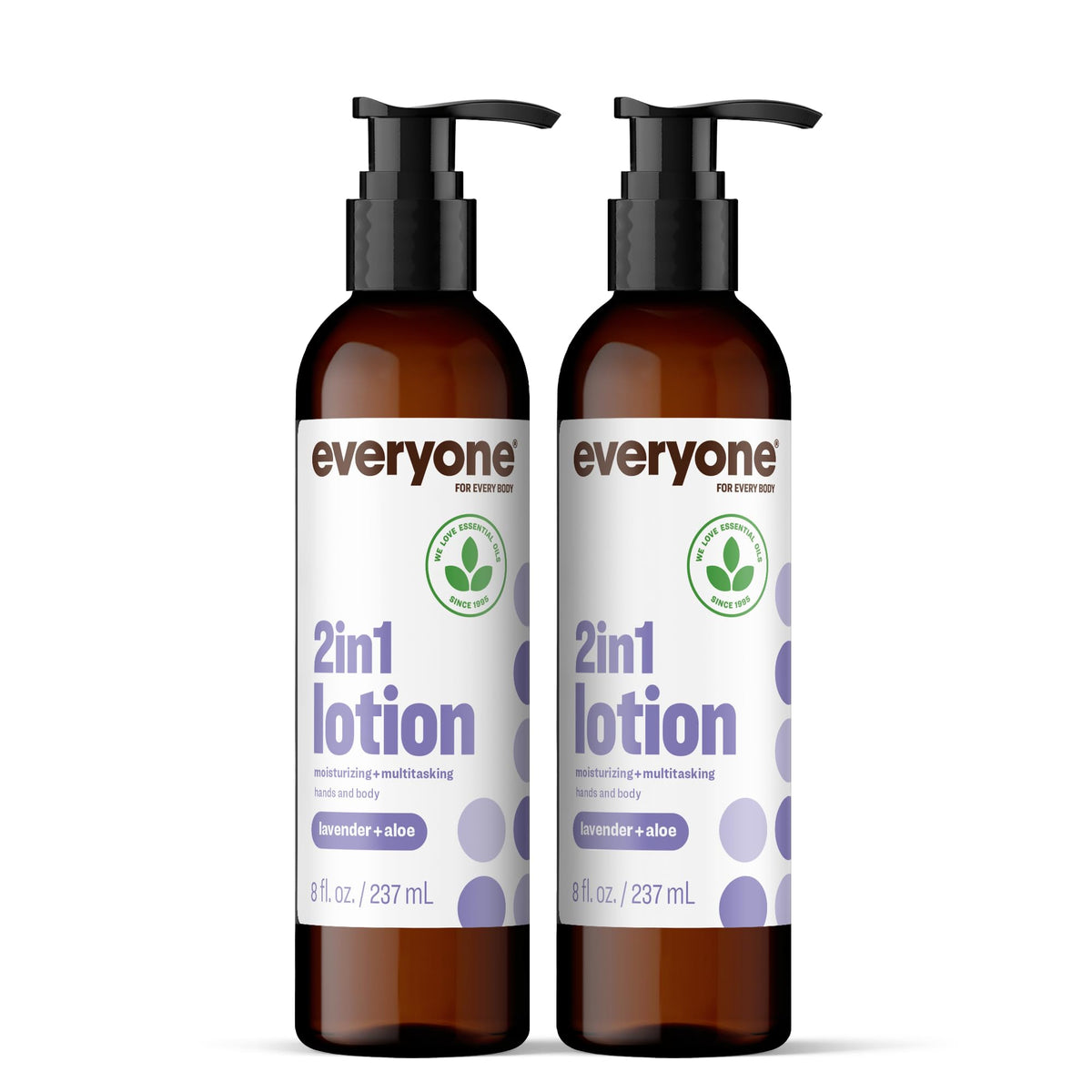everyone for every body front packaging showing two 8 oz bottles and calming lavender scent benefit