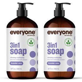 everyone front packaging showing two 32 oz bottles and calming lavender scent benefit