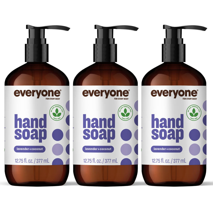 everyone brand front packaging shows three bottles and clear benefits